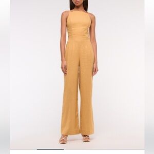 Abercrombie & Fitch Linen blend Apron Jumpsuit